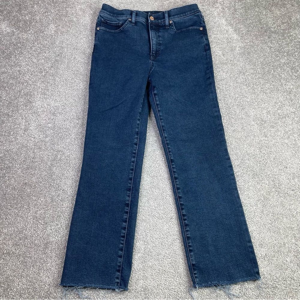 Express Jeans Women's 8 Short Blue '90s Slim Straight High Rise Dark Denim